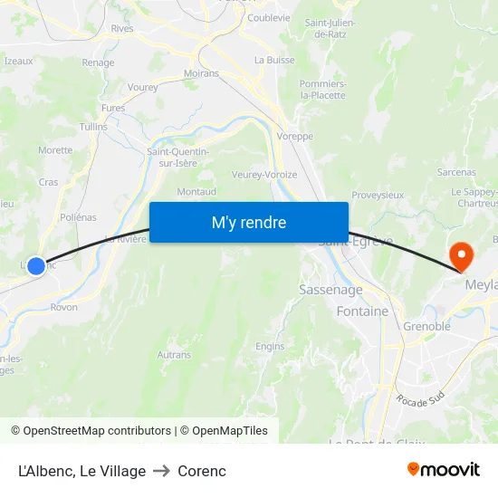 L'Albenc, Le Village to Corenc map