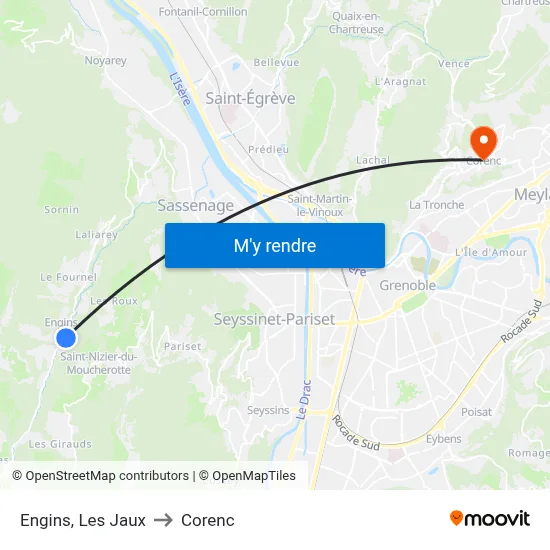 Engins, Les Jaux to Corenc map