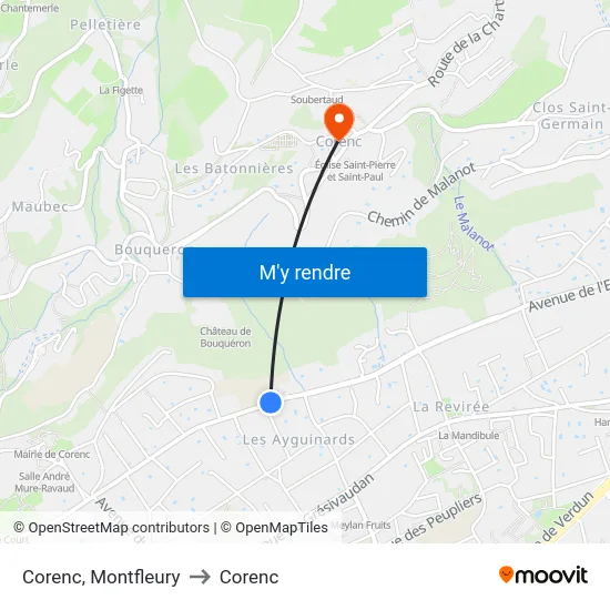 Corenc, Montfleury to Corenc map