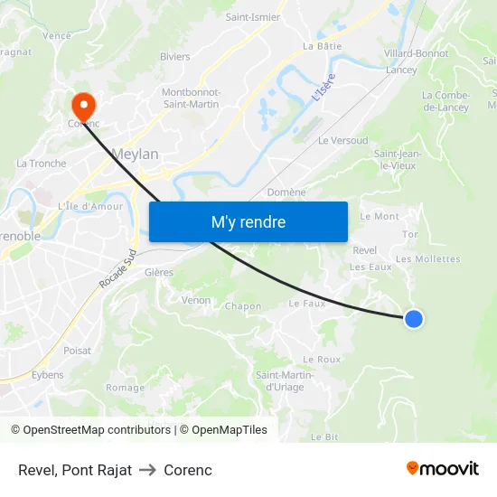 Revel, Pont Rajat to Corenc map