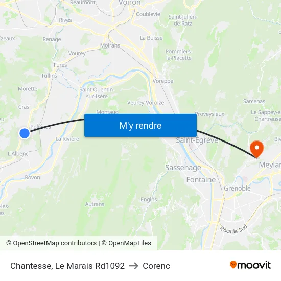 Chantesse, Le Marais Rd1092 to Corenc map