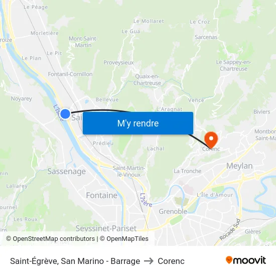 Saint-Égrève, San Marino - Barrage to Corenc map