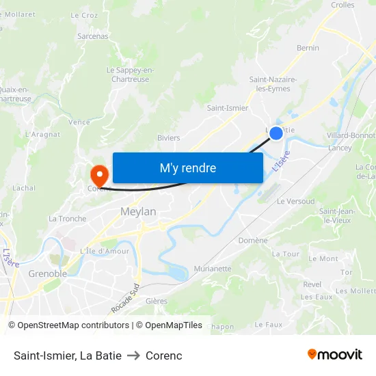 Saint-Ismier, La Batie to Corenc map