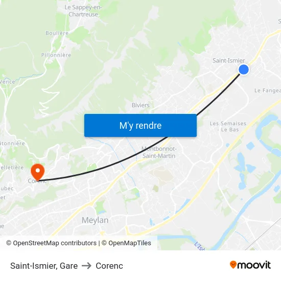 Saint-Ismier, Gare to Corenc map