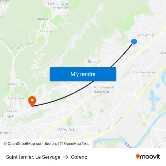 Saint-Ismier, Le Servage to Corenc map