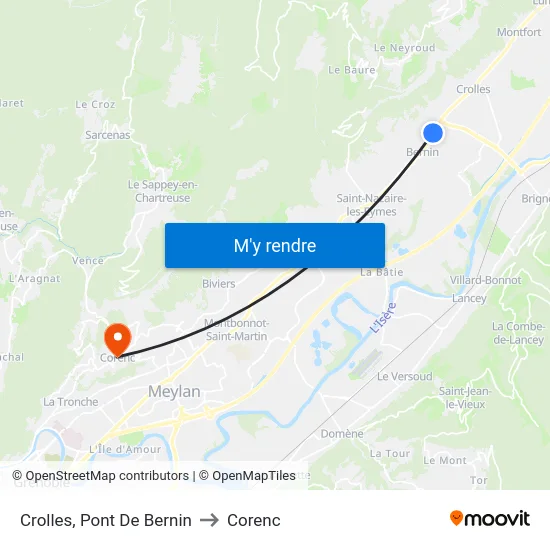 Crolles, Pont De Bernin to Corenc map