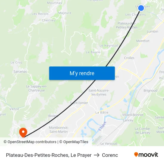 Plateau-Des-Petites-Roches, Le Prayer to Corenc map