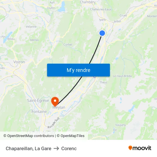 Chapareillan, La Gare to Corenc map