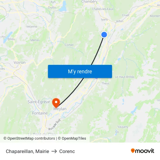 Chapareillan, Mairie to Corenc map