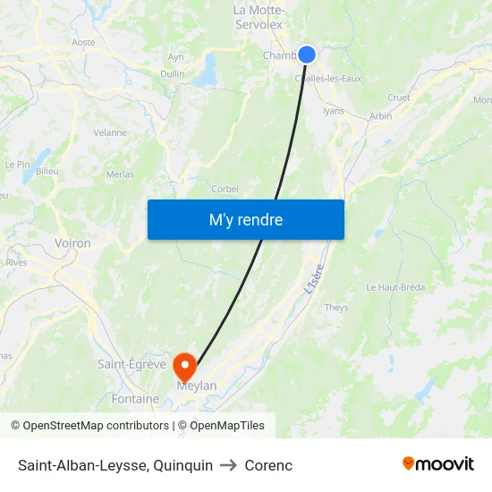 Saint-Alban-Leysse, Quinquin to Corenc map