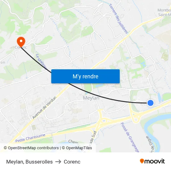 Meylan, Busserolles to Corenc map