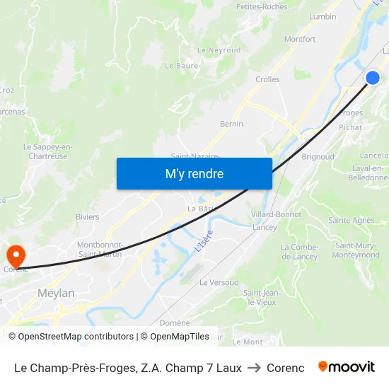 Le Champ-Près-Froges, Z.A. Champ 7 Laux to Corenc map