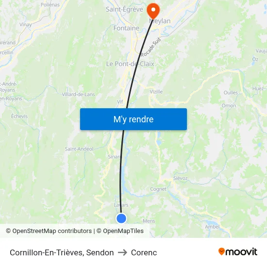 Cornillon-En-Trièves, Sendon to Corenc map