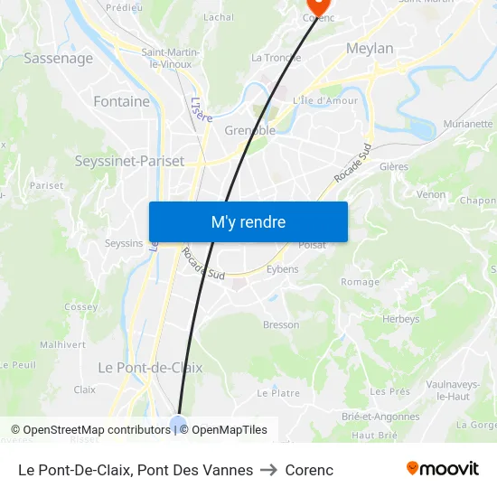 Le Pont-De-Claix, Pont Des Vannes to Corenc map