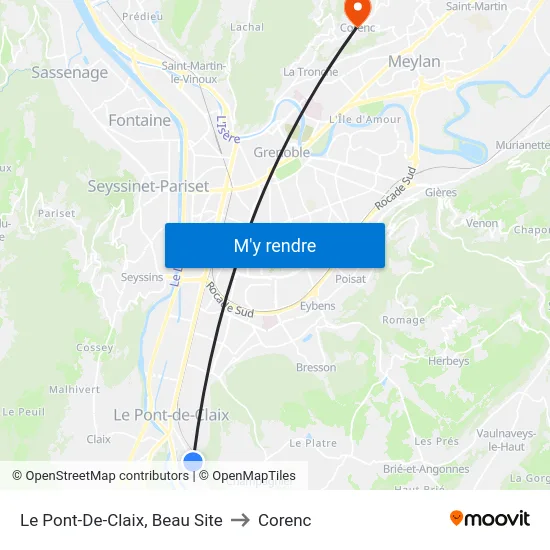 Le Pont-De-Claix, Beau Site to Corenc map