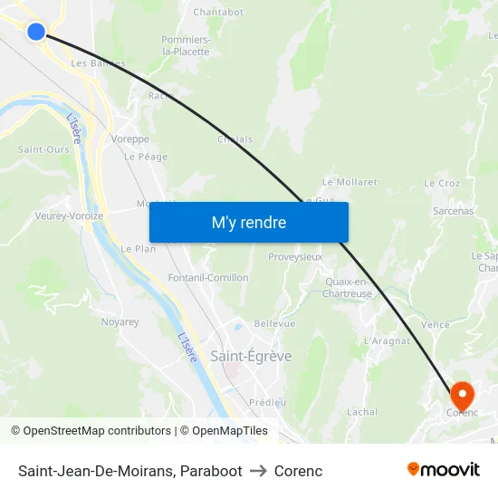 Saint-Jean-De-Moirans, Paraboot to Corenc map