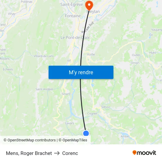 Mens, Roger Brachet to Corenc map