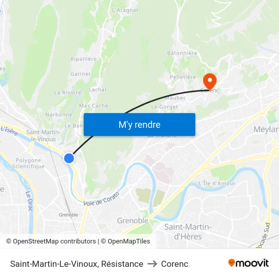 Saint-Martin-Le-Vinoux, Résistance to Corenc map