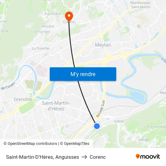 Saint-Martin-D'Hères, Anguisses to Corenc map