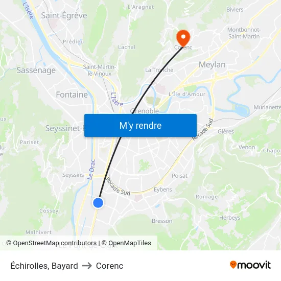 Échirolles, Bayard to Corenc map