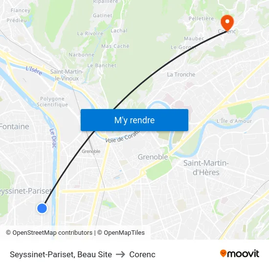 Seyssinet-Pariset, Beau Site to Corenc map