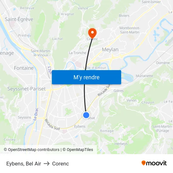 Eybens, Bel Air to Corenc map