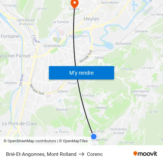 Brié-Et-Angonnes, Mont Rolland to Corenc map