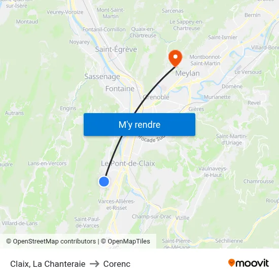 Claix, La Chanteraie to Corenc map