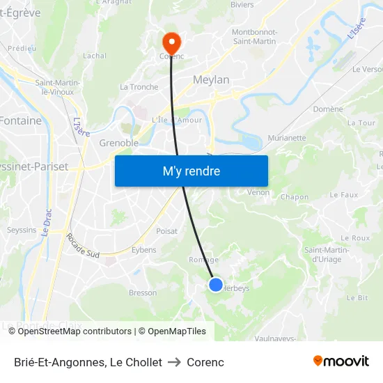 Brié-Et-Angonnes, Le Chollet to Corenc map