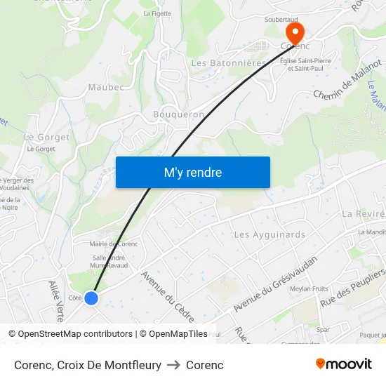 Corenc, Croix De Montfleury to Corenc map