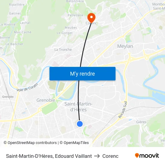 Saint-Martin-D'Hères, Edouard Vaillant to Corenc map