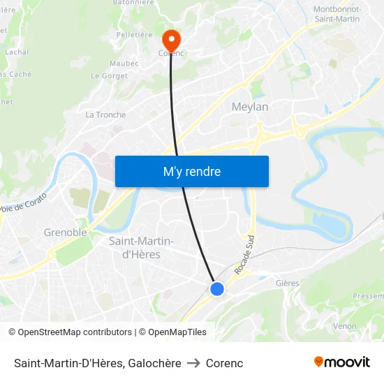Saint-Martin-D'Hères, Galochère to Corenc map