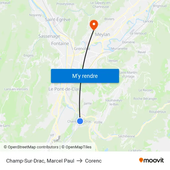Champ-Sur-Drac, Marcel Paul to Corenc map