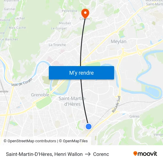 Saint-Martin-D'Hères, Henri Wallon to Corenc map