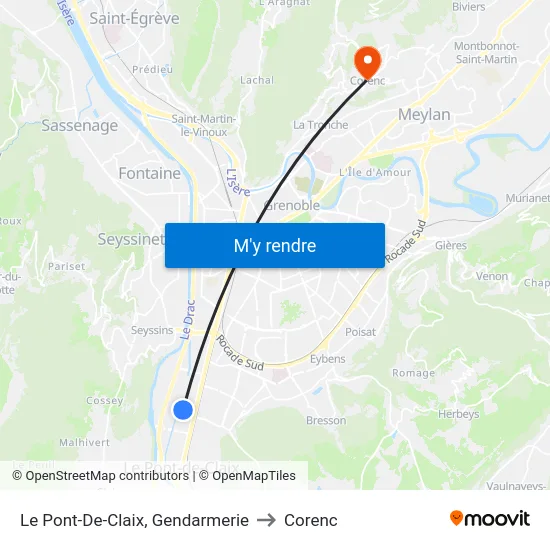 Le Pont-De-Claix, Gendarmerie to Corenc map