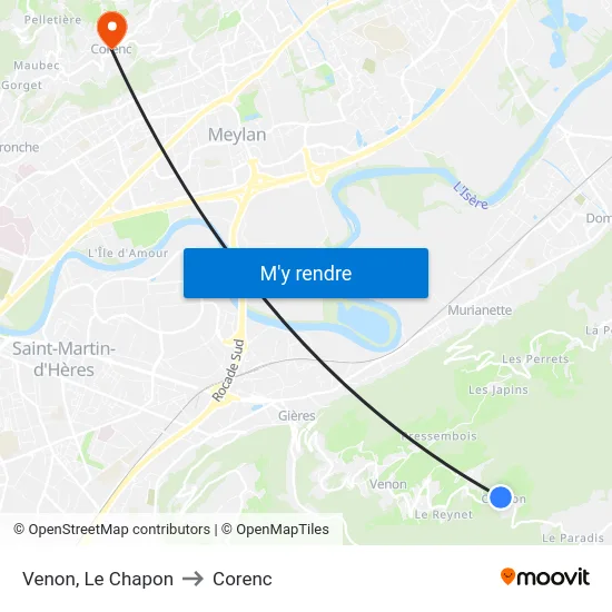 Venon, Le Chapon to Corenc map