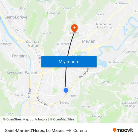 Saint-Martin-D'Hères, Le Marais to Corenc map