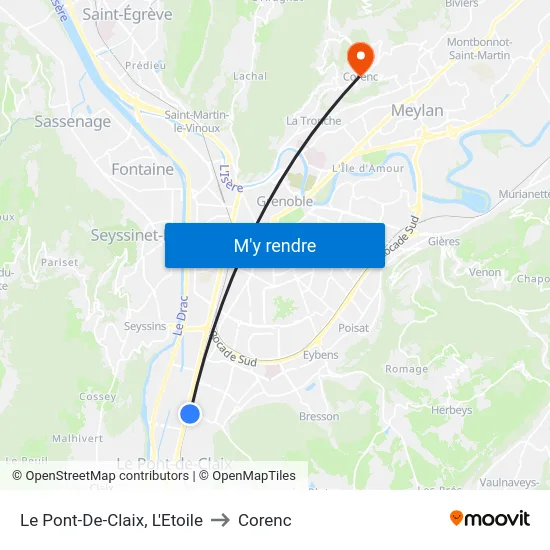 Le Pont-De-Claix, L'Etoile to Corenc map