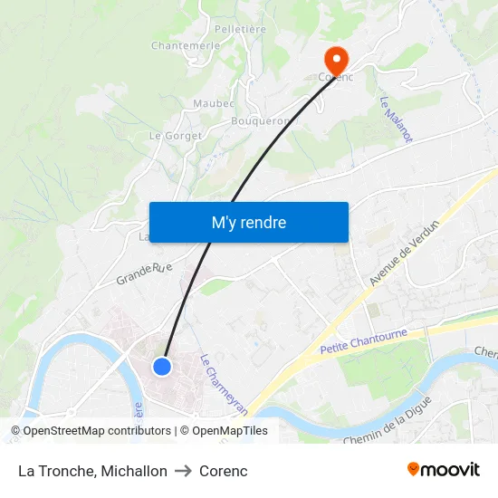 La Tronche, Michallon to Corenc map