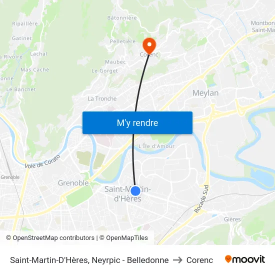 Saint-Martin-D'Hères, Neyrpic - Belledonne to Corenc map