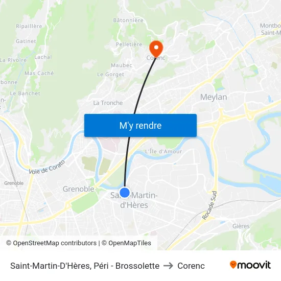 Saint-Martin-D'Hères, Péri - Brossolette to Corenc map