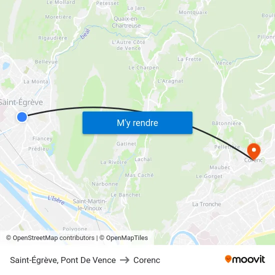 Saint-Égrève, Pont De Vence to Corenc map