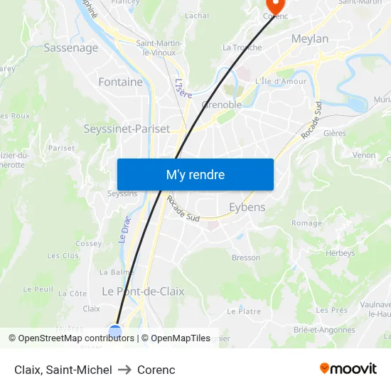 Claix, Saint-Michel to Corenc map