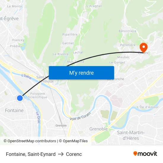 Fontaine, Saint-Eynard to Corenc map