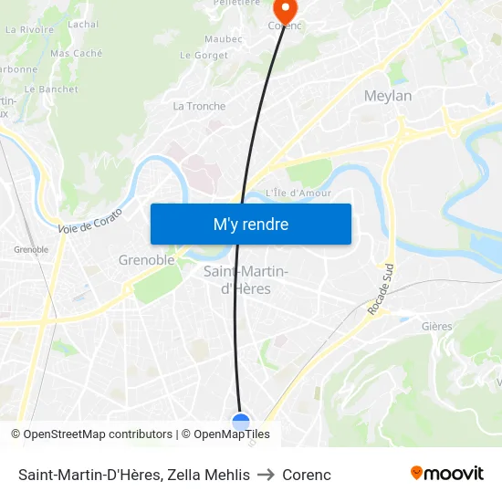 Saint-Martin-D'Hères, Zella Mehlis to Corenc map