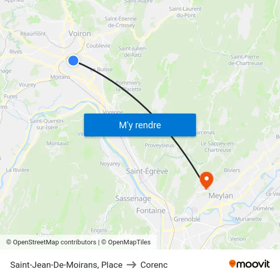 Saint-Jean-De-Moirans, Place to Corenc map