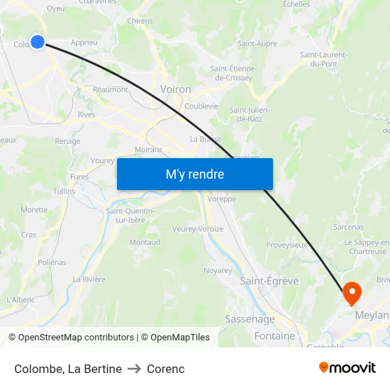 Colombe, La Bertine to Corenc map