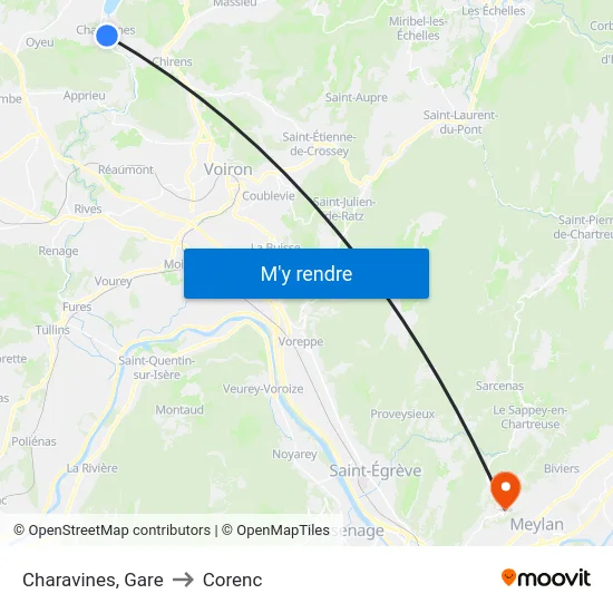 Charavines, Gare to Corenc map