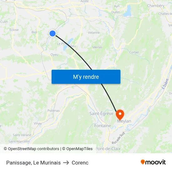 Panissage, Le Murinais to Corenc map