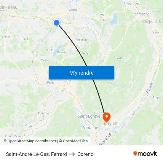 Saint-André-Le-Gaz, Ferrard to Corenc map